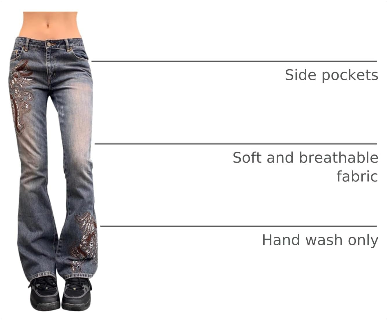 Women High Waisted Pants Y2K Graphic Wide Leg Denim Jeans Straight Casual Loose Baggy Trousers Vintage E-Girl Streetwear